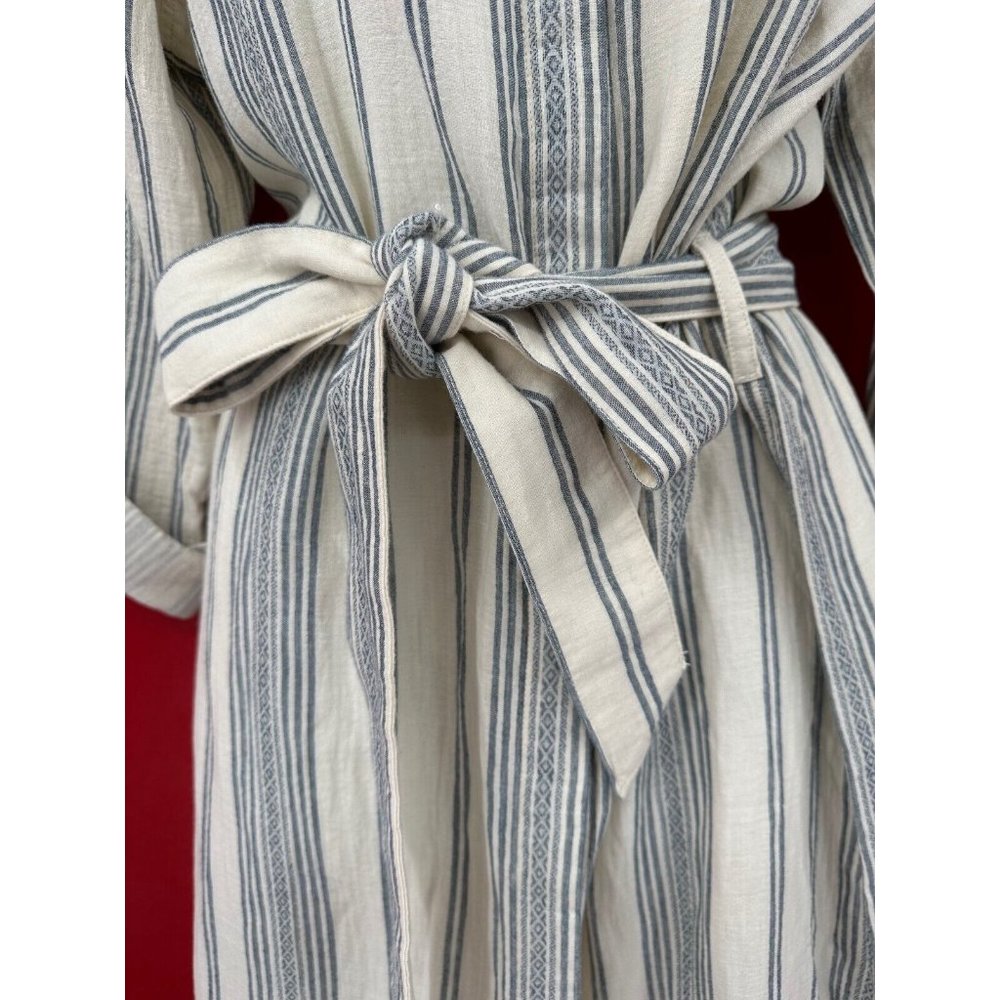 Faherty Dream Gauze Organic Cotton Iris In Cream Tidal Wave Dobby Dress Sz L NWT - Picture 8 of 15